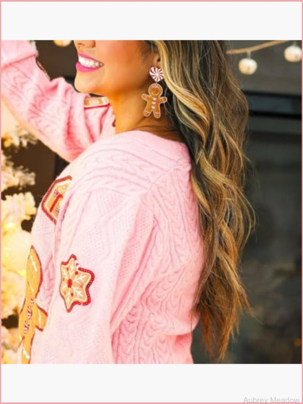 Sequin Holiday Cardigan Open Front Long Sleeve Knit Sweater Coat - Picture 6 of 6